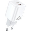 Awei lad. siec. 35W2x USB-C biala/White Gan - (PD65-EU)