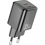 Awei lad. siec. 35W2x USB-C czarna/Black Gan - (PD65-EU)