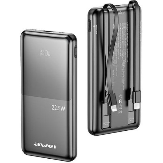 Awei Powerbank 10000mAh 22.5Wczarny/Black Digital Display - (P76K)