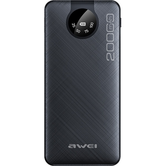 Awei Powerbank 20000mAhczarny/Black Wyswietlacz + Kable USB/PD/Lightning/Microusb - (P134K)