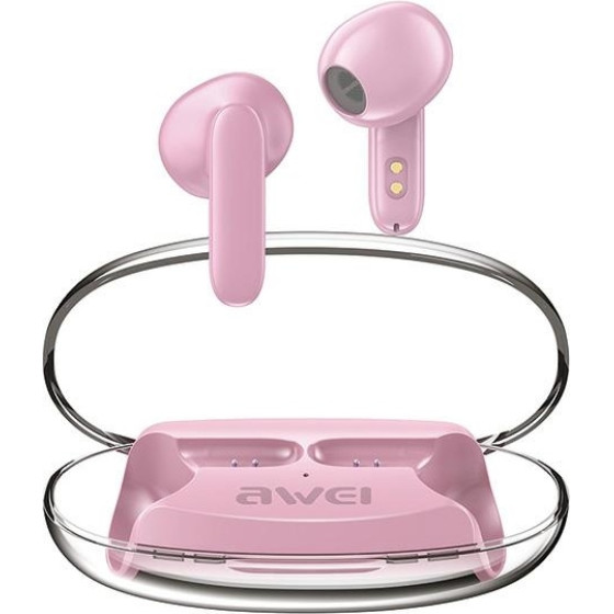 Awei Sluchawki Bluetooth 5.3 T85 Enctws + Stacja Dokujaca rozowy/Pink - (T85 ENC)
