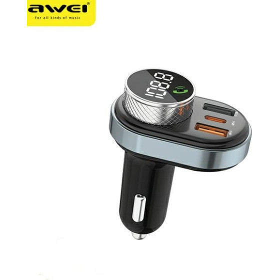 Awei Zestaw Glosnomowiacy C-843 Ztransmiterem FM, Bluetooth 5.0, MP3, 1xUSB+1xUSB-C czarny/Black - (C843)