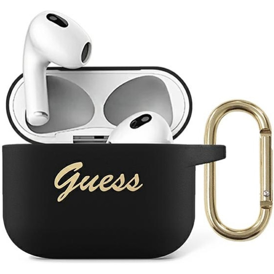 Guess Airpods 3 Cover Black Silicone Vintage Script - (GUA3SSSK)
