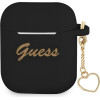 Guess Airpods Cover Black Silicone Charm Heart Collection - (GUA2LSCHSK)