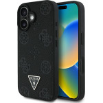Guess Case Grained Hot Stamp Peony Triangle Logo Magsafe For Iphone 16 Black - (GUHMP16SPGBTMK)