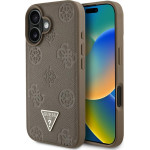 Guess Case Grained Hot Stamp Peony Triangle Logo Magsafe For Iphone 16 Brown - (GUHMP16SPGBTMW)