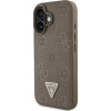 Guess Case Grained Hot Stamp Peony Triangle Logo Magsafe For Iphone 16 Brown - (GUHMP16SPGBTMW)
