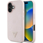 Guess Case Grained Hot Stamp Peony Triangle Logo Magsafe For Iphone 16 Pink - (GUHMP16SPGBTMP)