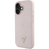 Guess Case Grained Hot Stamp Peony Triangle Logo Magsafe For Iphone 16 Pink - (GUHMP16SPGBTMP)