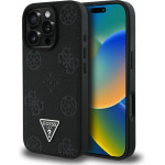 Guess Case Grained Hot Stamp Peony Triangle Logo Magsafe For Iphone 16 Pro Black - (GUHMP16LPGBTMK)