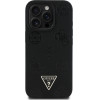 Guess Case Grained Hot Stamp Peony Triangle Logo Magsafe For Iphone 16 Pro Black - (GUHMP16LPGBTMK)