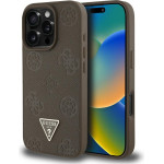 Guess Case Grained Hot Stamp Peony Triangle Logo Magsafe For Iphone 16 Pro Max Brown - (GUHMP16XPGBTMW)