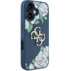 Guess Case Grained Roses Big 4G Logo For Iphone 16 Blue - (GUHCP16SPGROP4MB)