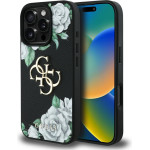 Guess Case Grained Roses Big 4G Logo For Iphone 16 Pro Max Black - (GUHCP16XPGROP4MK)