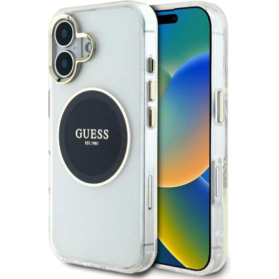 Guess Case Iml Metal Colored Circle Classic Logo Magsafe For Iphone 16 Black - (GUHMP16SHTDRCEDK)