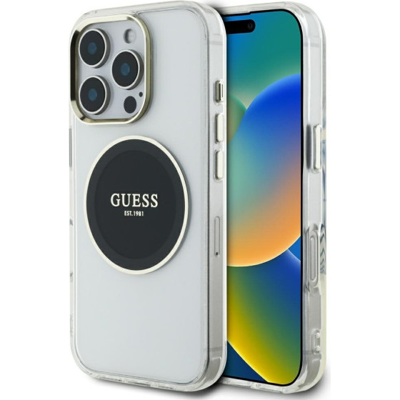 Guess Case Iml Metal Colored Circle Classic Logo Magsafe For Iphone 16 Pro Max Black - (GUHMP16XHTDRCEDK)