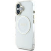 Guess Case Iml Metal Colored Circle Classic Logo Magsafe For Iphone 16 White - (GUHMP16SHTDRCEDH)