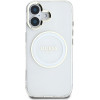 Guess Case Iml Metal Colored Circle Classic Logo Magsafe For Iphone 16 White - (GUHMP16SHTDRCEDH)