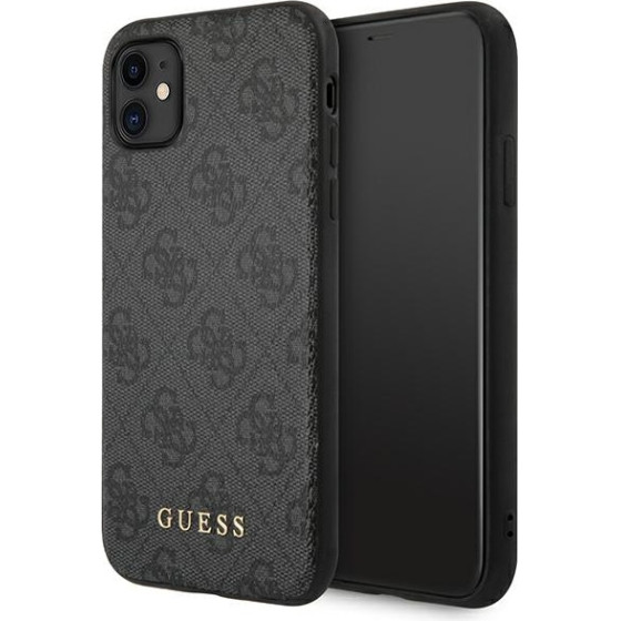 Guess Iphone 11 6,1''Grey Hard Case 4G Metal Gold Logo - (GUHCN61G4GFGR)