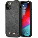 Guess Iphone 12 / 12 Pro6,1'' Grey Hard Case 4G Metal Gold Logo - (GUHCP12MG4GFGR)