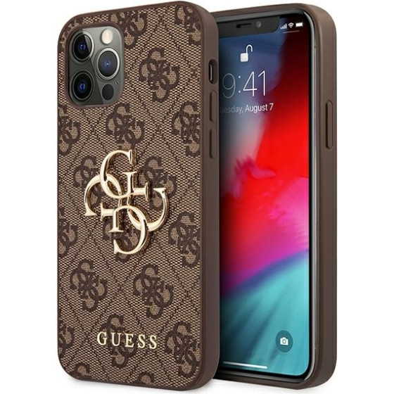 Guess Iphone 12/12 Pro6,1''Brown Hardcase 4G Big Metal Logo - (GUHCP12M4GMGBR)
