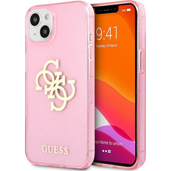 Guess Iphone 13 mini5,4'' Pink Hard Case Glitter 4G Big Logo - (GUHCP13SPCUGL4GPI)