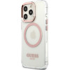 Guess Iphone 13 Pro / 136,1'' Pink Hard Case Metal Outline Magsafe - (GUHMP13LHTRMP)
