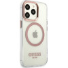Guess Iphone 13 Pro / 136,1'' Pink Hard Case Metal Outline Magsafe - (GUHMP13LHTRMP)