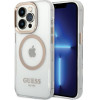 Guess Iphone 15 / 14 / 136.1'' Gold Hard Case Metal Outline Magsafe - (GUHMP15SHTRMD)