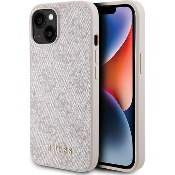 Guess Iphone 15 Plus/ 14 Plus 6.7'' Pink Hard Case 4G Metal Gold Logo - (GUHCP15MG4GFPI)