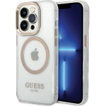 Guess Iphone 15 Pro 6.1''Gold Hard Case Metal Outline Magsafe - (GUHMP15LHTRMD)