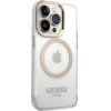 Guess Iphone 15 Pro 6.1''Gold Hard Case Metal Outline Magsafe - (GUHMP15LHTRMD)