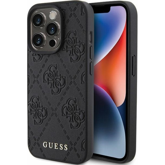 Guess Iphone 15 Pro Max6.7''Black Hardcase Leather 4G Stamped - (GUHCP15XP4EPMK)