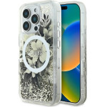 Guess Iphone 16 Pro6.3'' bezowy/Beige Hardcase Liquid Glitter Flower Magsafe - (GUHMP16LLFMWTE)