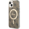 Guess Set Case+Charger Iphone 14 / 15 / 13 6,1''Brown Hard Case 4G Print - (GUBPP14SH4EACSW)
