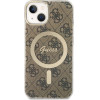 Guess Set Case+Charger Iphone 14 / 15 / 13 6,1''Brown Hard Case 4G Print - (GUBPP14SH4EACSW)