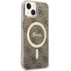 Guess Set Case+Charger Iphone 14 / 15 / 13 6,1''Brown Hard Case 4G Print - (GUBPP14SH4EACSW)