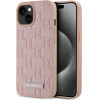 Karl Lagerfeld Case Leather Monogram Metal Logo Magsafe For Iphone 15 Pink - (KLHMP15SPKHPORPP)