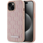 Karl Lagerfeld Case Leather Monogram Metal Logo Magsafe For Iphone 15 Pink - (KLHMP15SPKHPORPP)