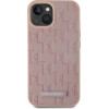 Karl Lagerfeld Case Leather Monogram Metal Logo Magsafe For Iphone 15 Pink - (KLHMP15SPKHPORPP)