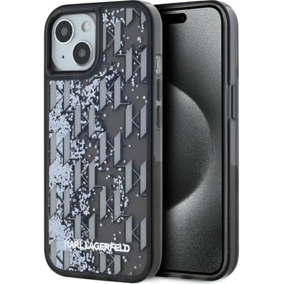 Karl Lagerfeld Case Liquide Glitter Monogram Gradient For Iphone 15 Black - (KLHCP15SLKLGKCCK)