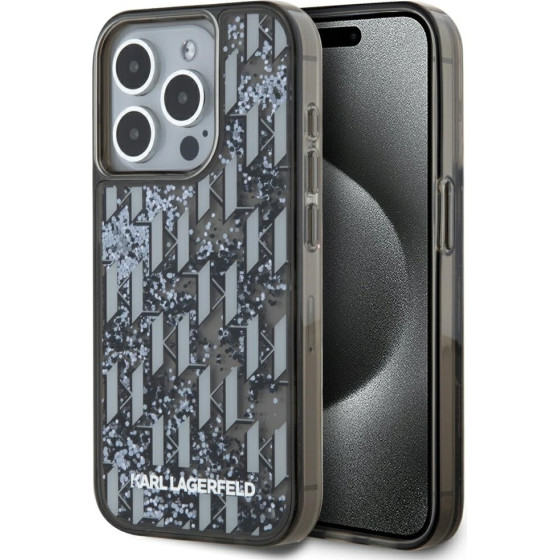 Karl Lagerfeld Case Liquide Glitter Monogram Gradient For Iphone 15 Pro Black - (KLHCP15LLKLGKCCK)
