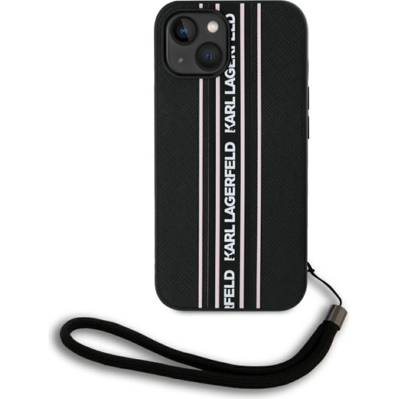 Karl Lagerfeld Case Saffiano Athleisure Stripes Cord For Iphone 15 Pink - (KLHCP15SPAMSCNSP)