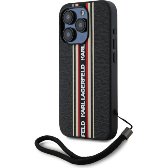 Karl Lagerfeld Case Saffiano Athleisure Stripes Cord For Iphone 15 Pro Max Red - (KLHCP15XPAMSCNSR)