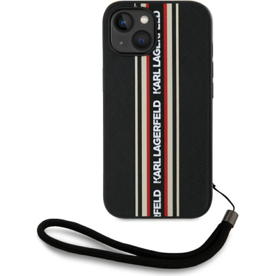 Karl Lagerfeld Case Saffiano Athleisure Stripes Cord For Iphone 15 Red - (KLHCP15SPAMSCNSR)