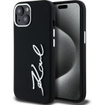 Karl Lagerfeld Case Silicone Metal Script Logo For Iphone 15 Black - (KLHCP15SSCMSMVK)