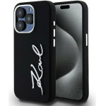 Karl Lagerfeld Case Silicone Metal Script Logo For Iphone 15 Pro Max Black - (KLHCP15XSCMSMVK)