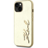 Karl Lagerfeld Case Wrinkled Metal Signature For Iphone 15 Gold - (KLHCP15SPFMFBKMD)