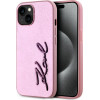 Karl Lagerfeld Case Wrinkled Metal Signature For Iphone 15 Pink - (KLHCP15SPFMFBKMP)