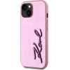 Karl Lagerfeld Case Wrinkled Metal Signature For Iphone 15 Pink - (KLHCP15SPFMFBKMP)